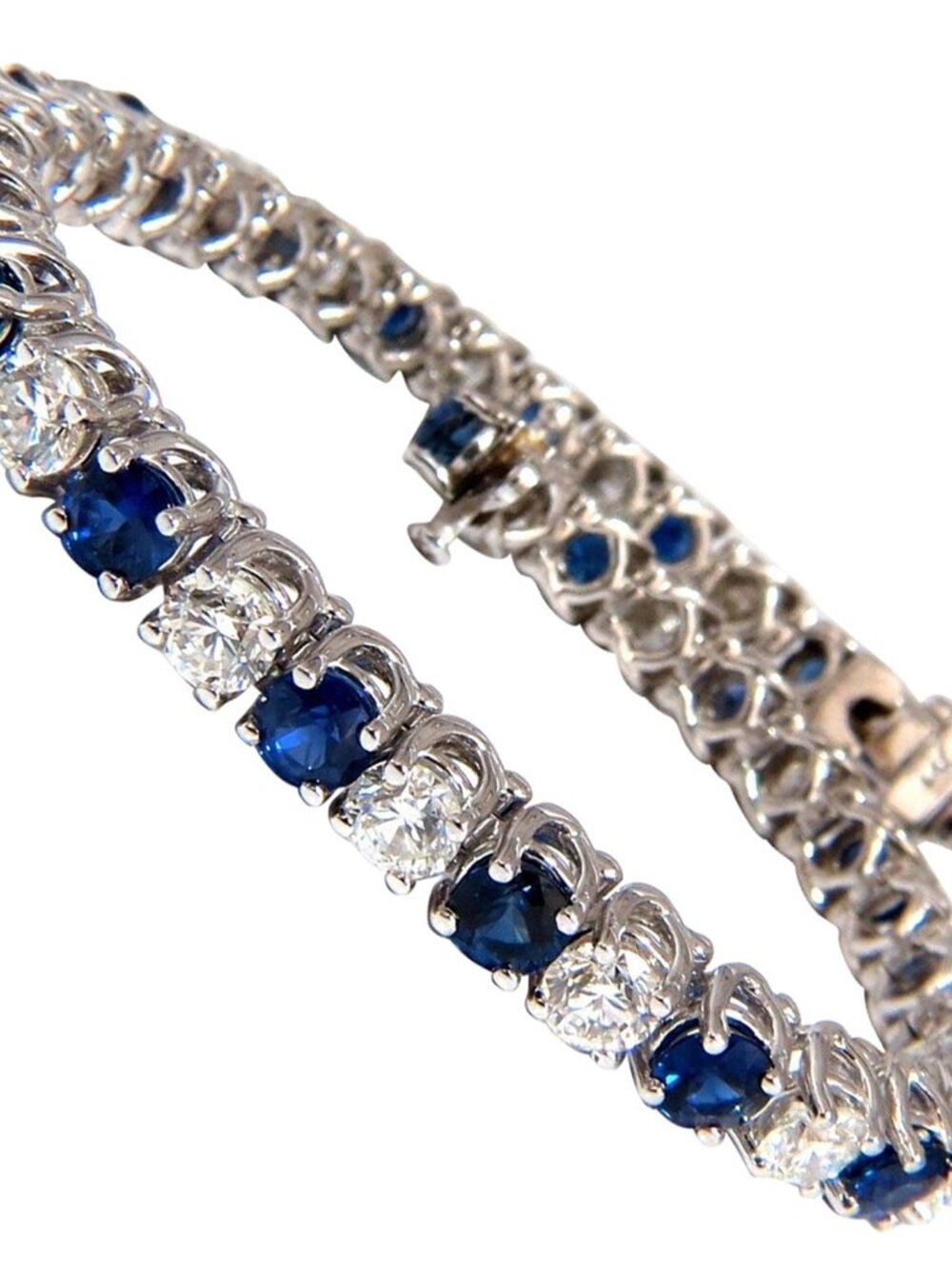 14.35ct natural Vivid royal blue round sapphires diamond bracelet 14kt tennis*